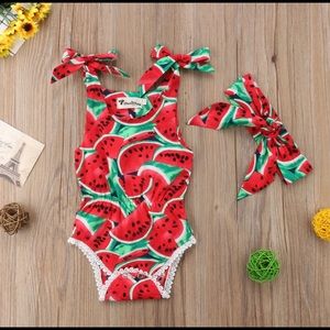Baby Girl Watermelon Onesie Outfit Set